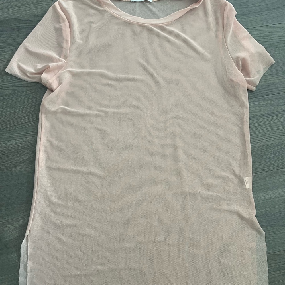 Pink Sheer Short Sleeve Tee